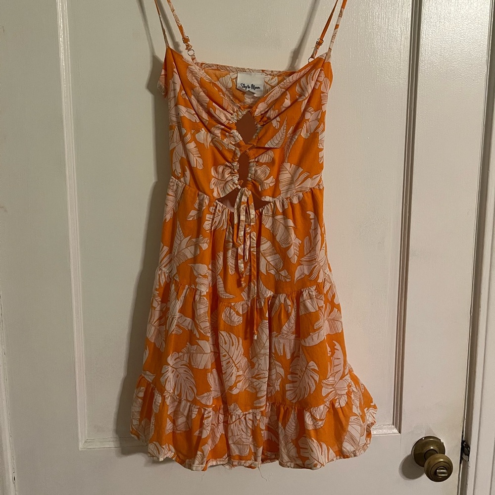 Grey Bandit Sky to Moon Orange Floral Dress